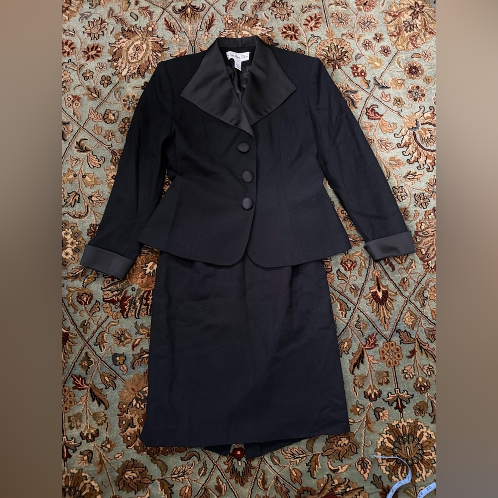 Vintage 90s Christian Dior Wool Skirt Suit Set